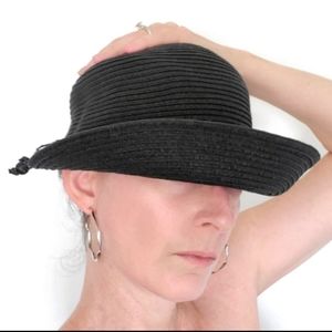 Black woven cloche hat